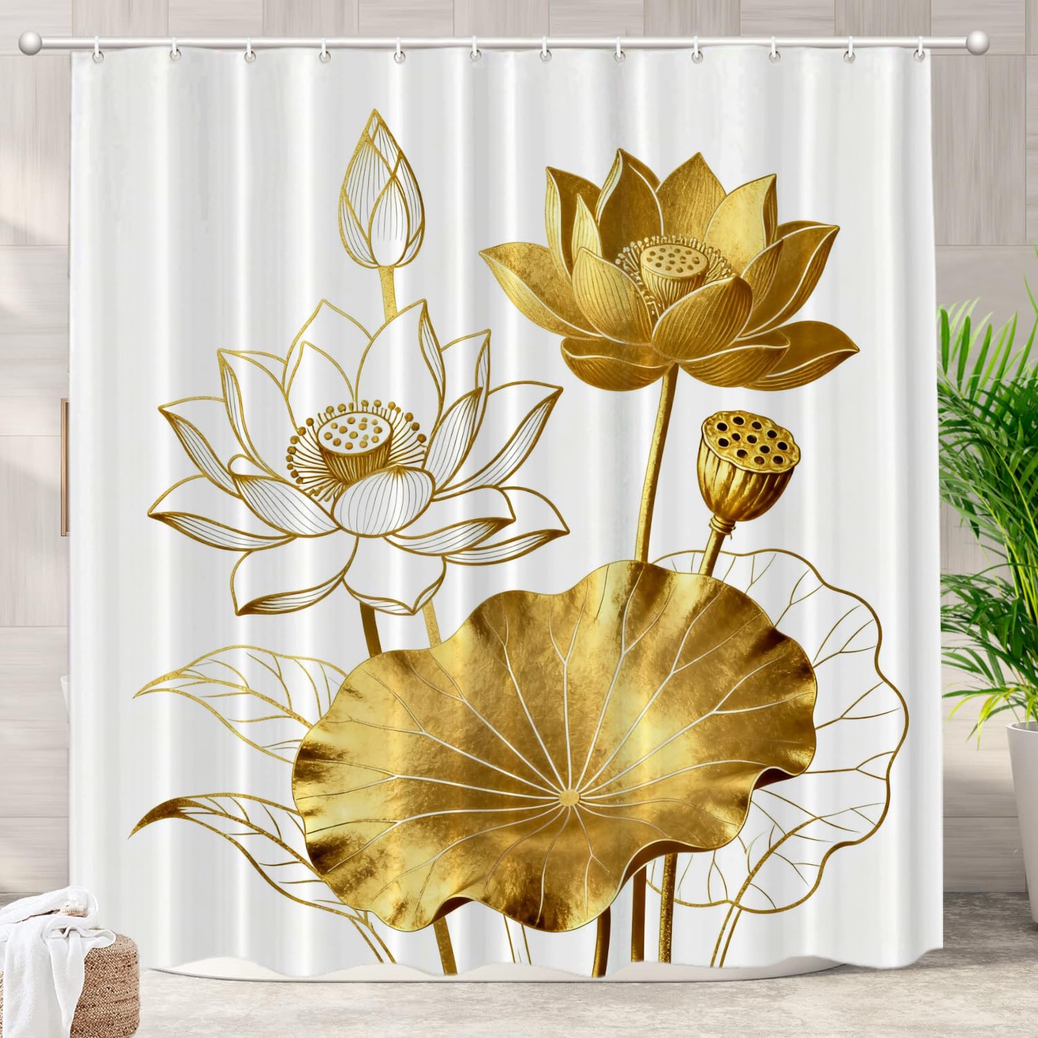 Amazon.com: Batmerry Color Gold White Lotus Decorative Shower